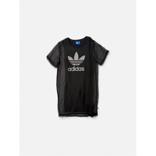 Adidas Originals Γυναικείο Μαύρο Διάφανο Mesh T-Shirt Φόρεμα με Trefoil Logo